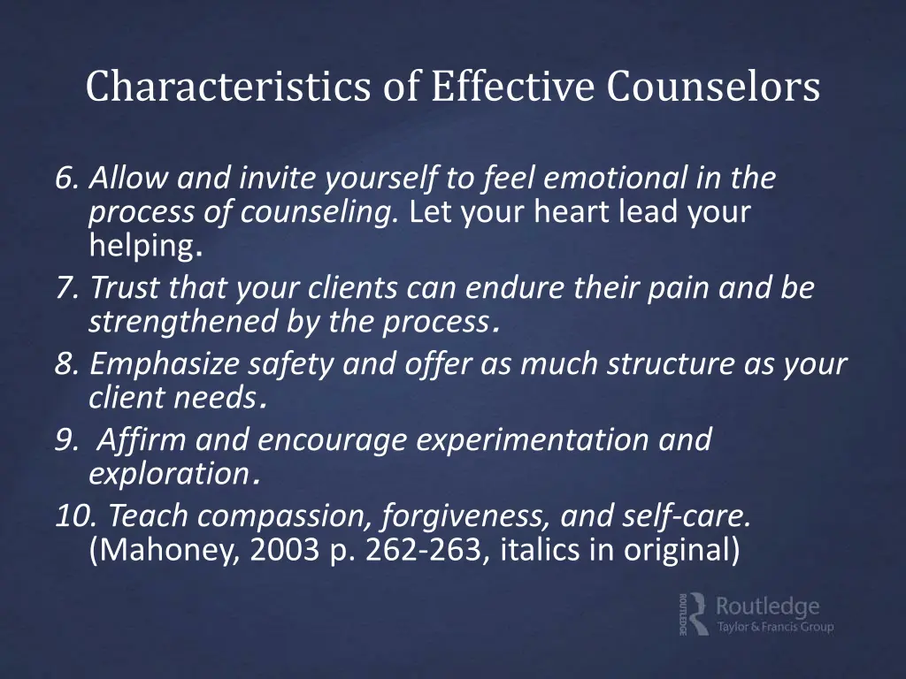 characteristics of effective counselors 1