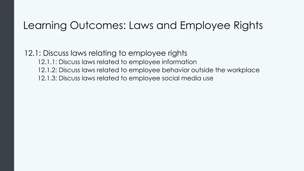 learning outcomes laws and employee rights