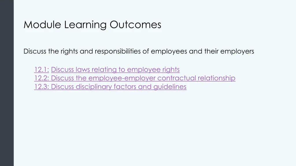 module learning outcomes