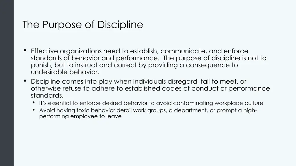 the purpose of discipline