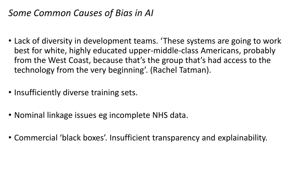 some common causes of bias in ai