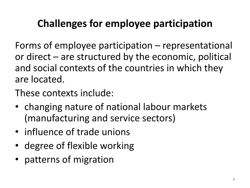 challenges for employee participation