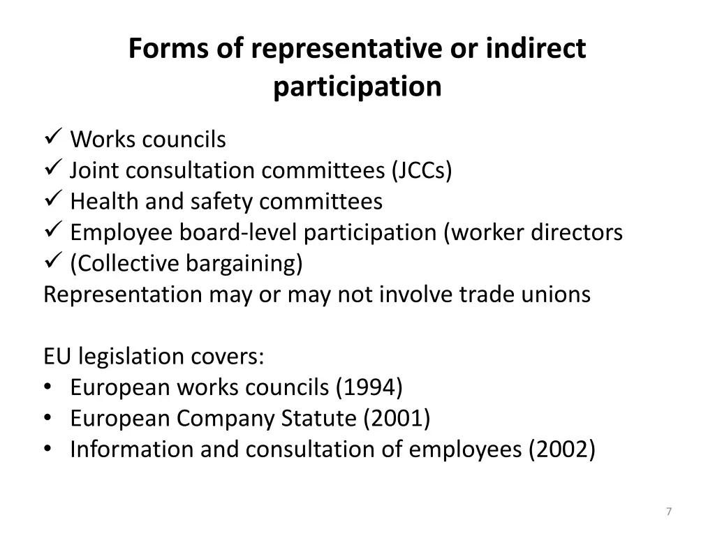 forms of representative or indirect participation