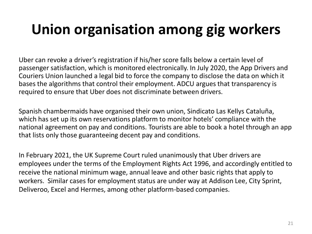 union organisation among gig workers