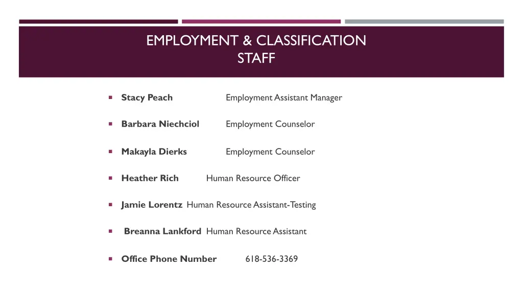 employment classification staff