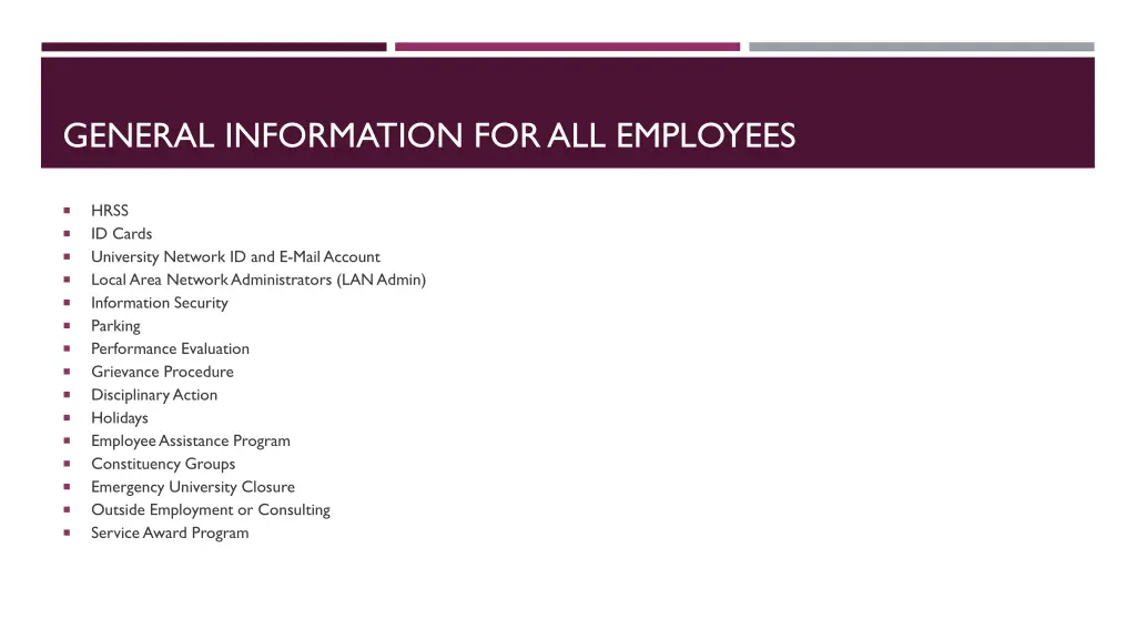 general information for all employees