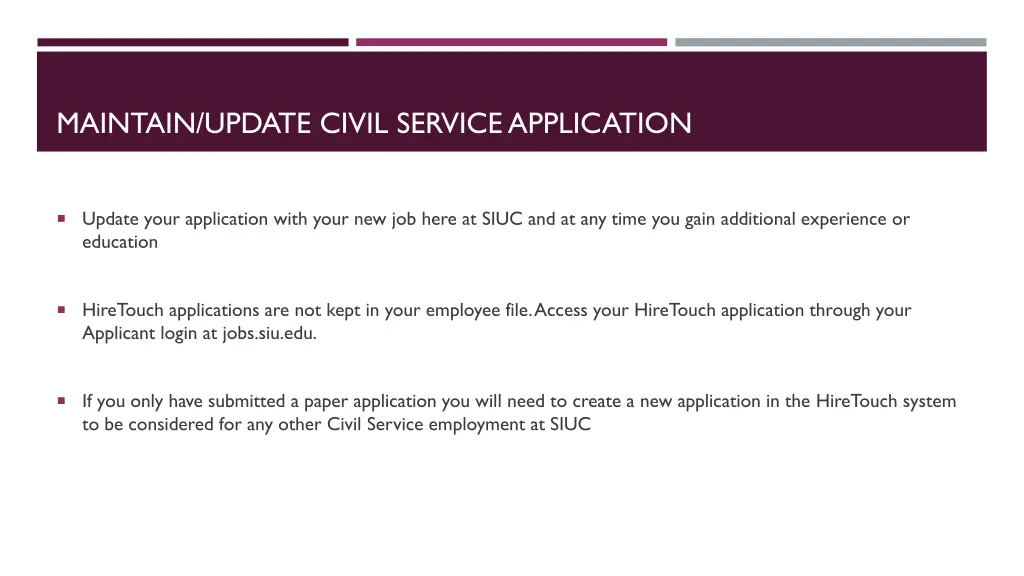 maintain update civil service application