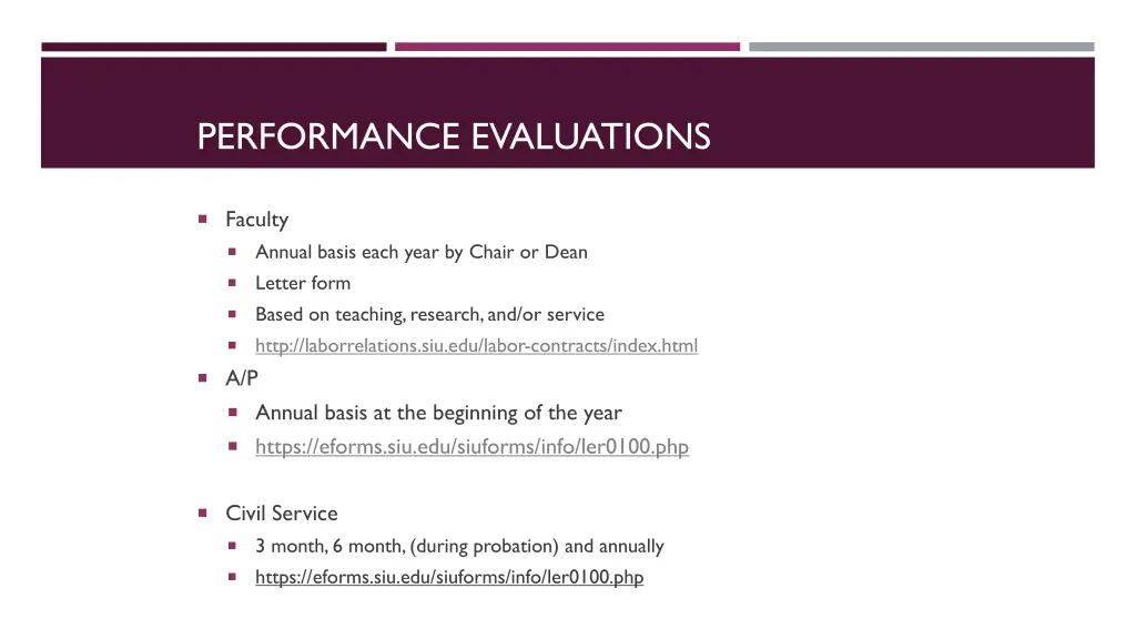 performance evaluations