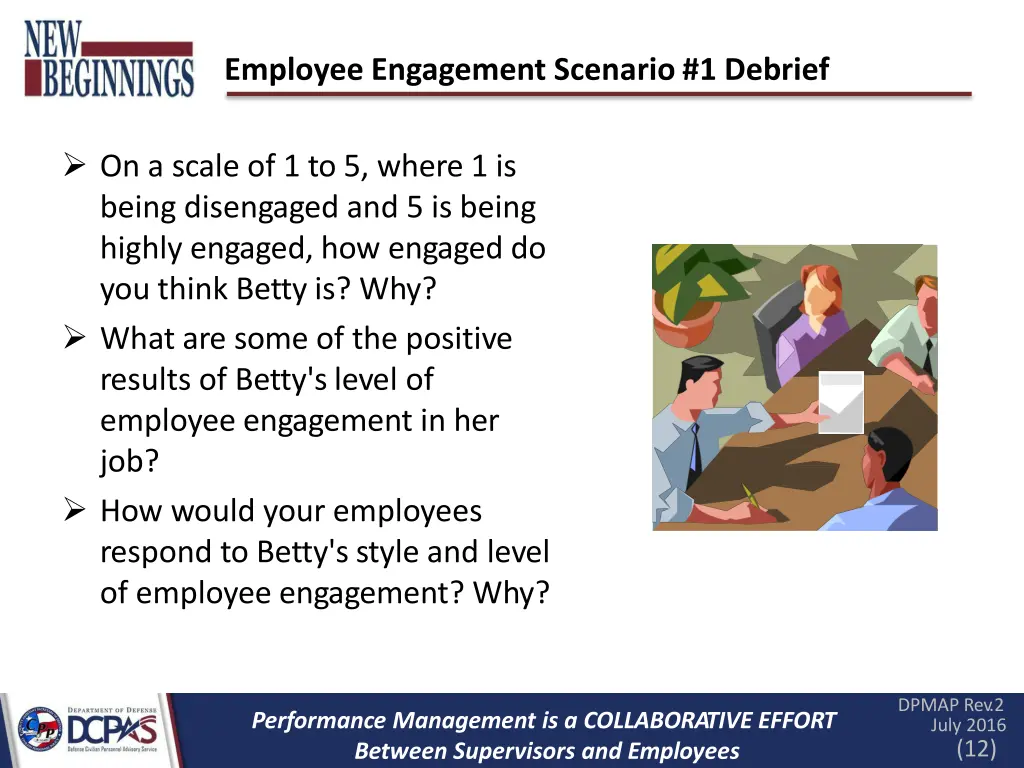 employee engagement scenario 1 debrief