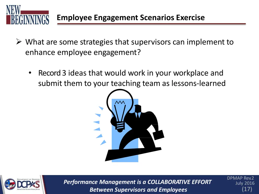 employee engagement scenarios exercise