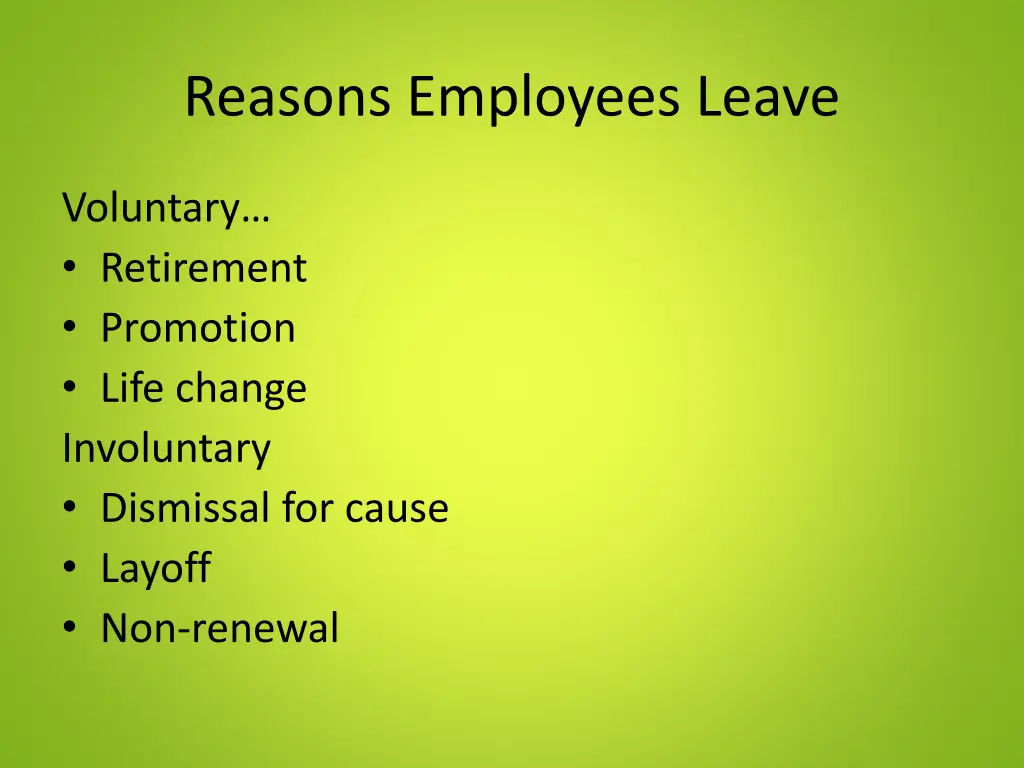 reasons employees leave