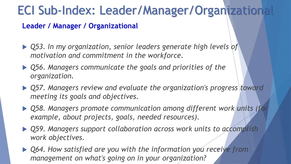 eci sub index leader manager organizational