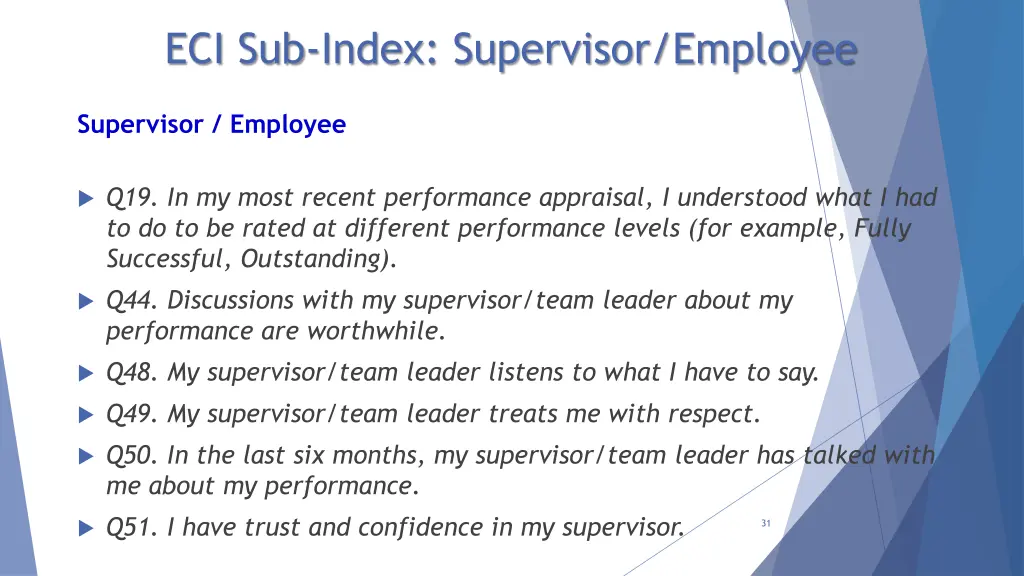 eci sub index supervisor employee