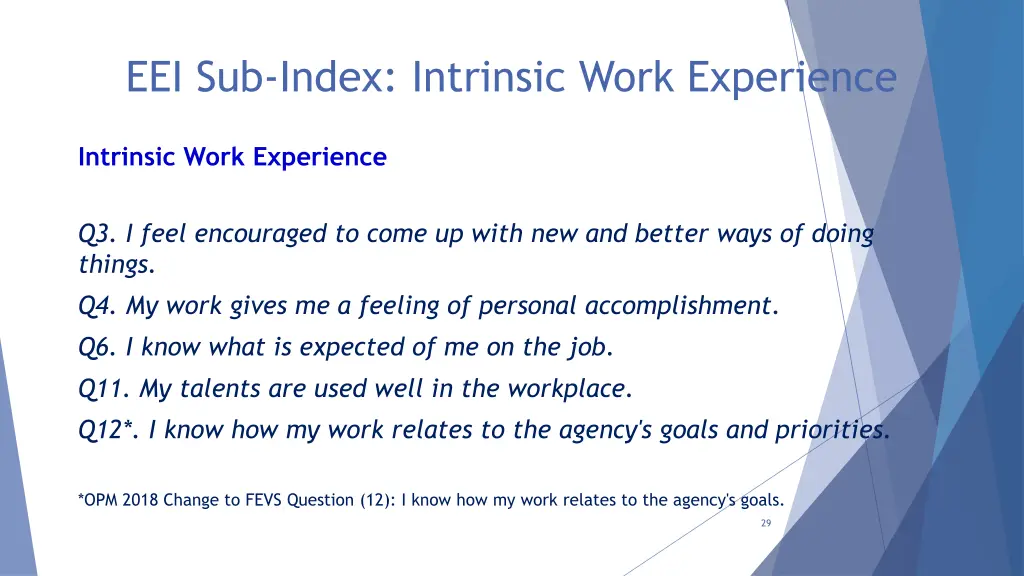 eei sub index intrinsic work experience