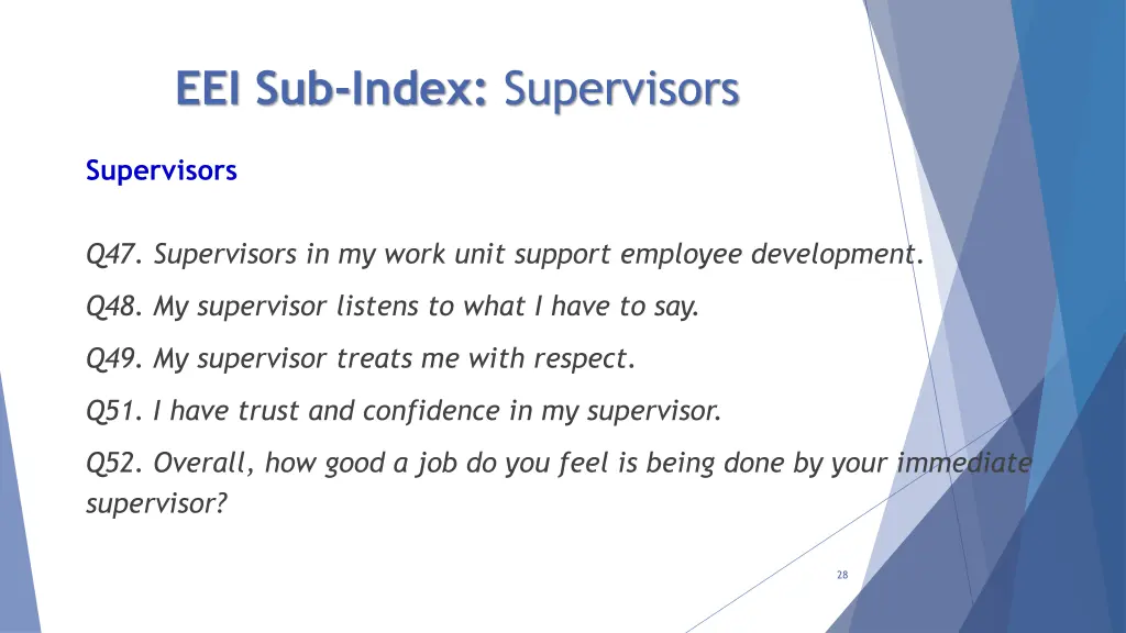 eei sub index supervisors