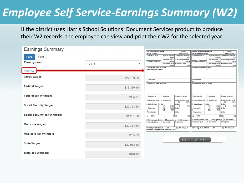 employee self service earnings summary w2