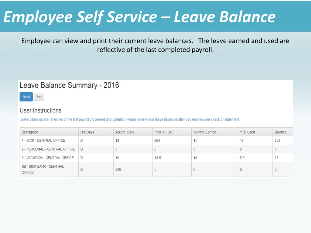 employee self service leave balance