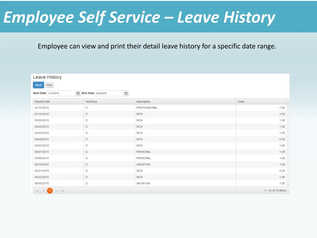 employee self service leave history