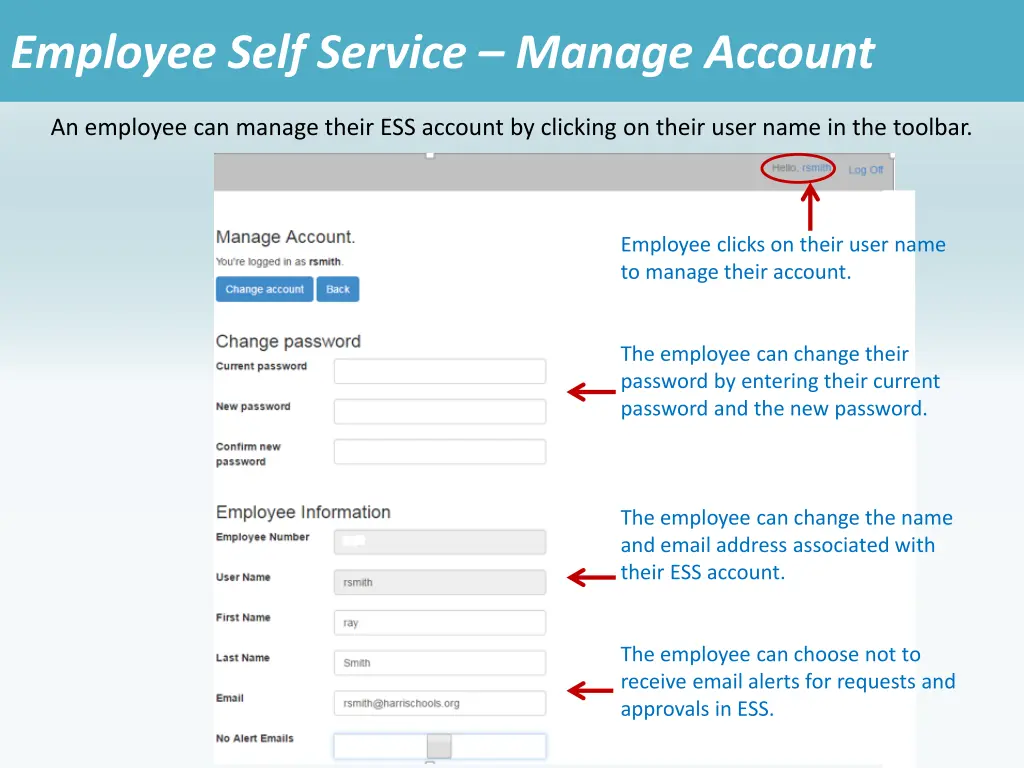 employee self service manage account