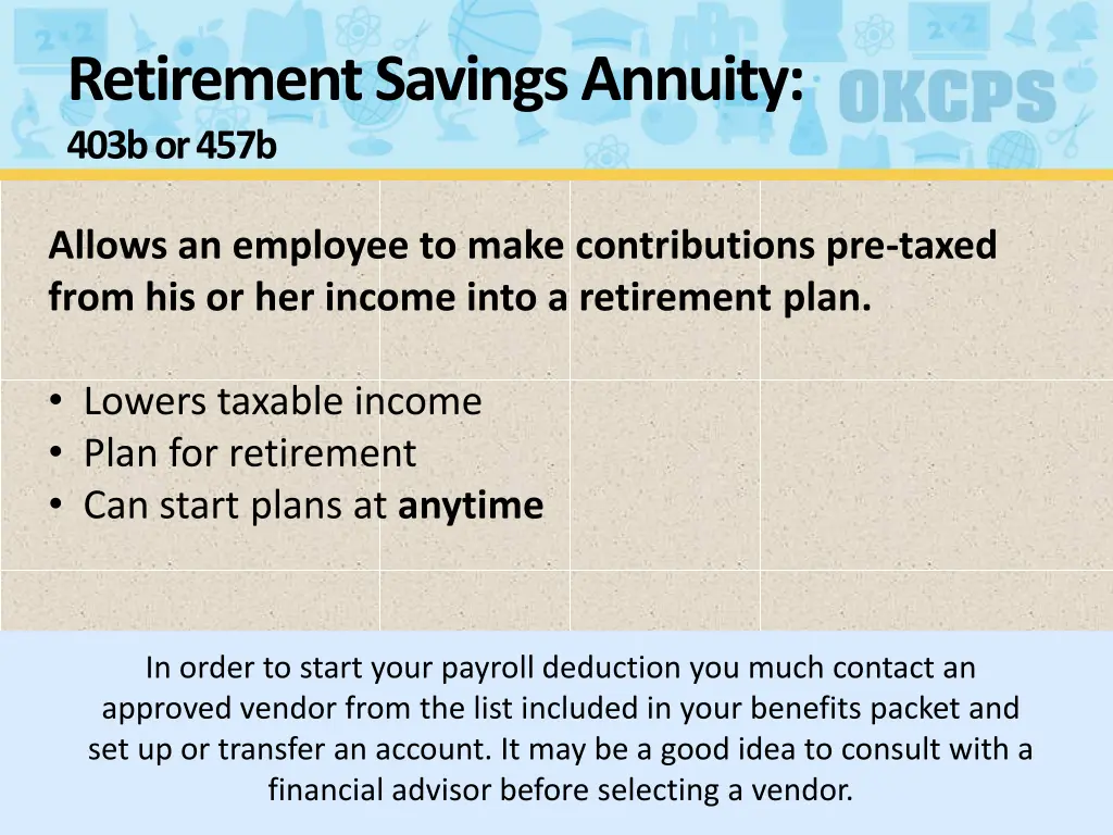 retirement savings annuity 403b or 457b