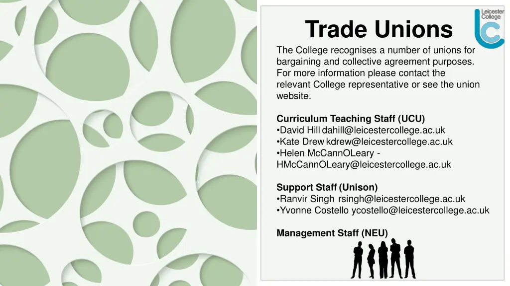 trade unions the college recognises a number