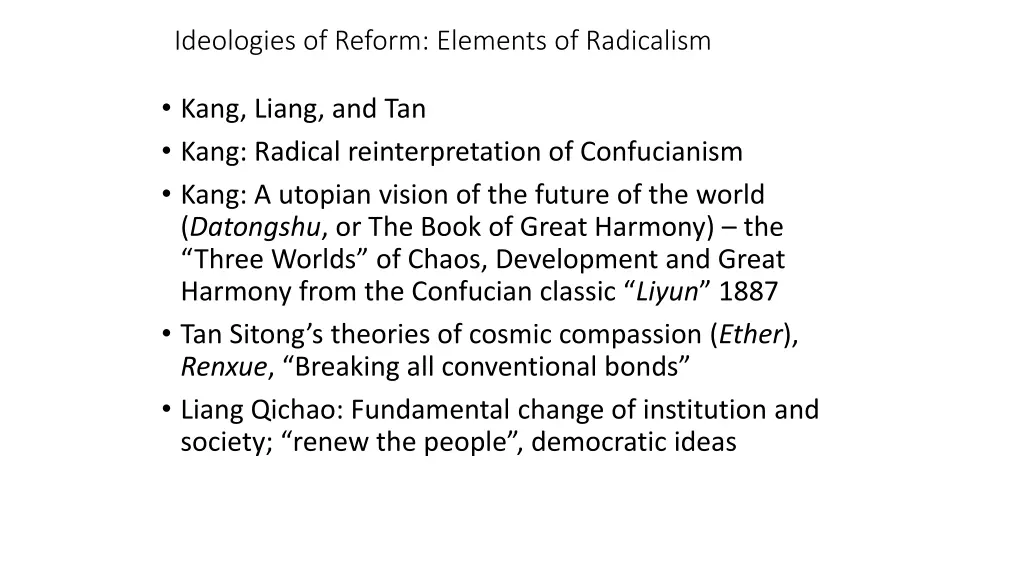 ideologies of reform elements of radicalism