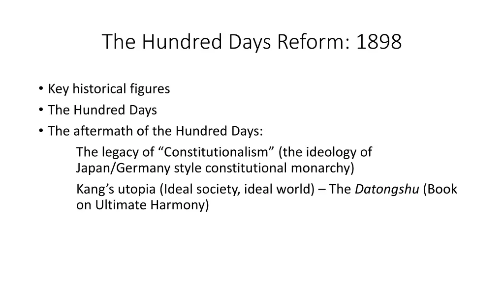 the hundred days reform 1898