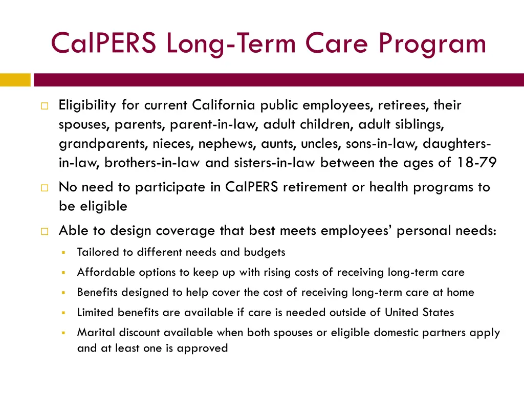 calpers long term care program