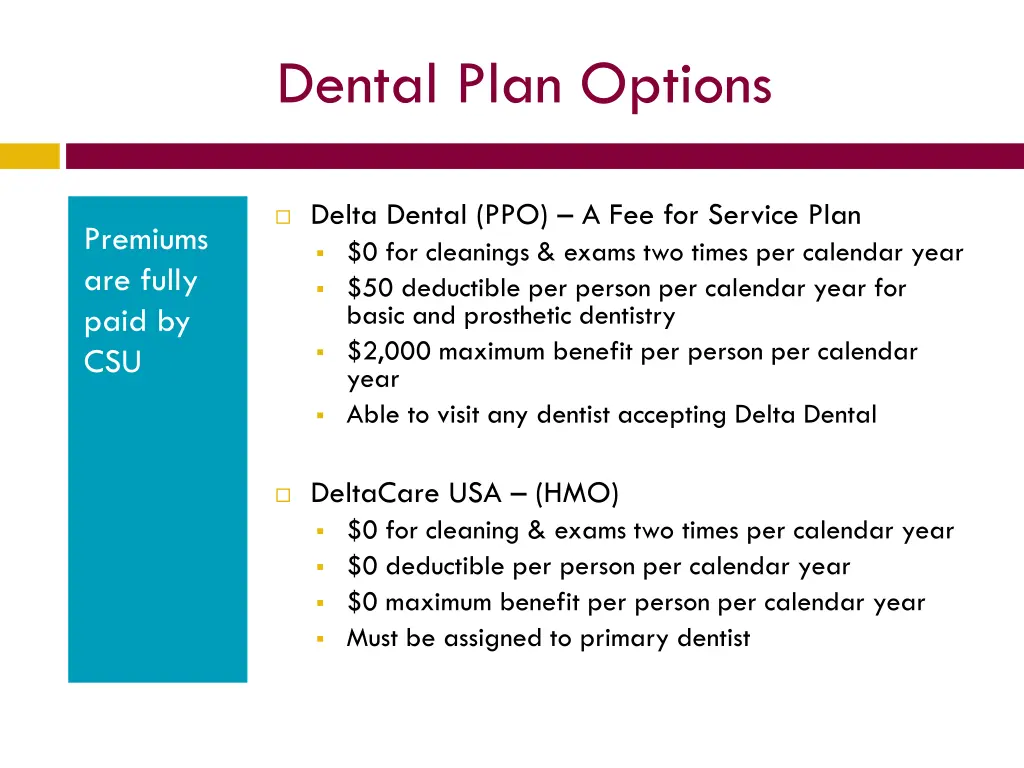 dental plan options