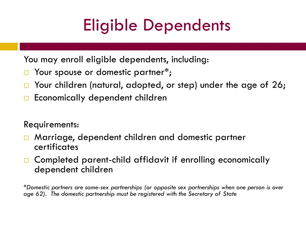 eligible dependents