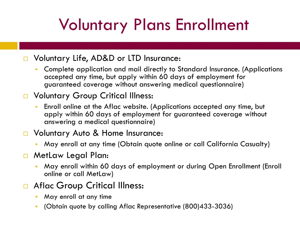 voluntary plans enrollment