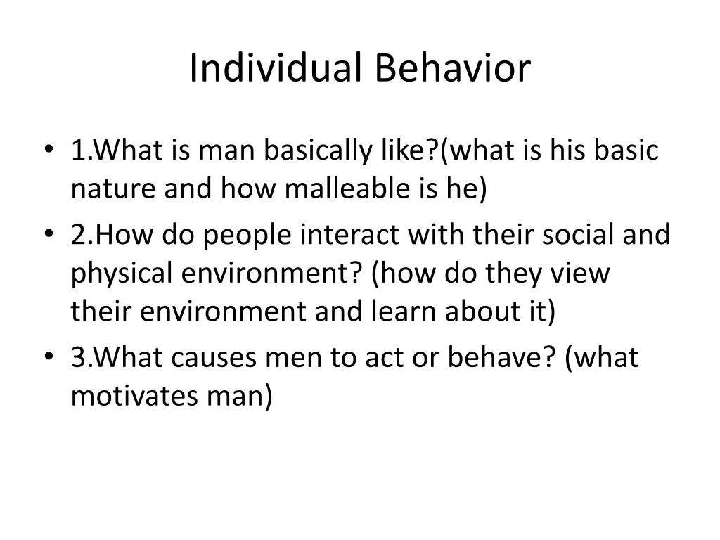 individual behavior