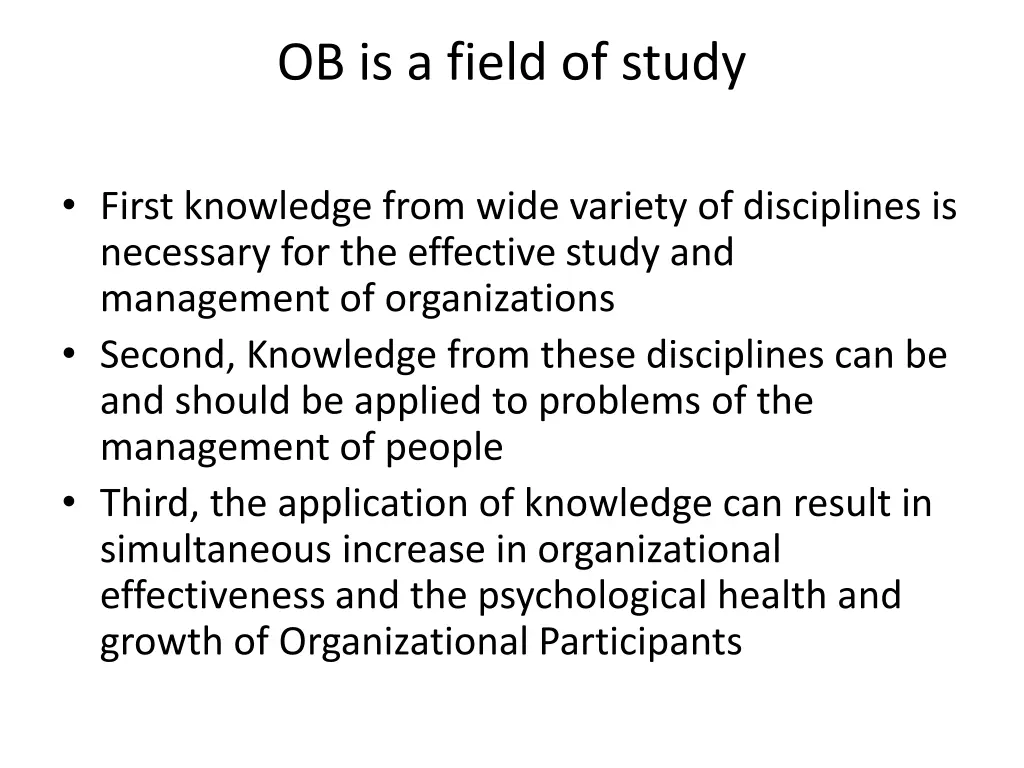 ob is a field of study