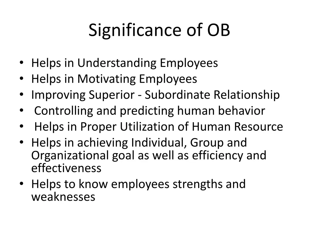 significance of ob