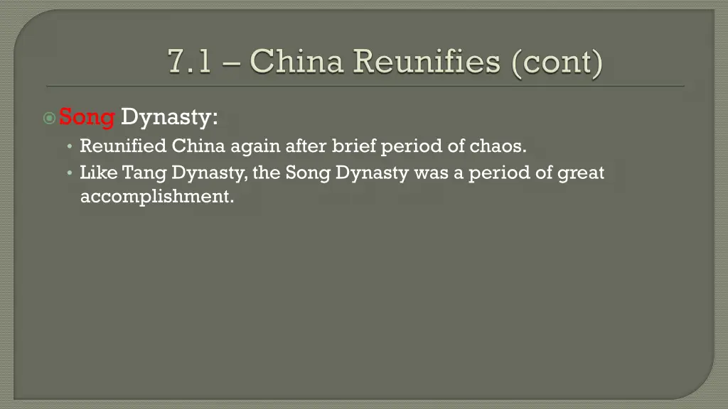 song dynasty reunified china again after brief