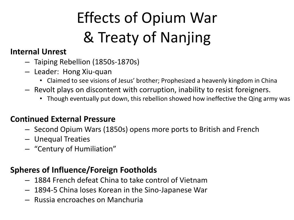 effects of opium war treaty of nanjing