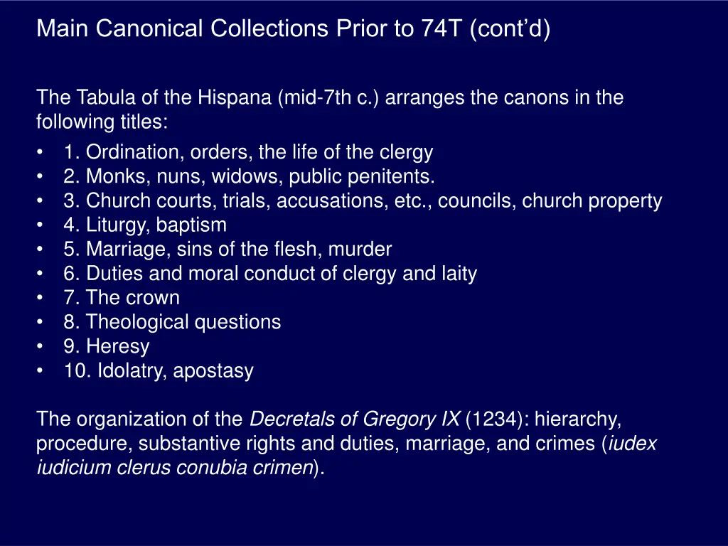 main canonical collections prior to 74t cont d