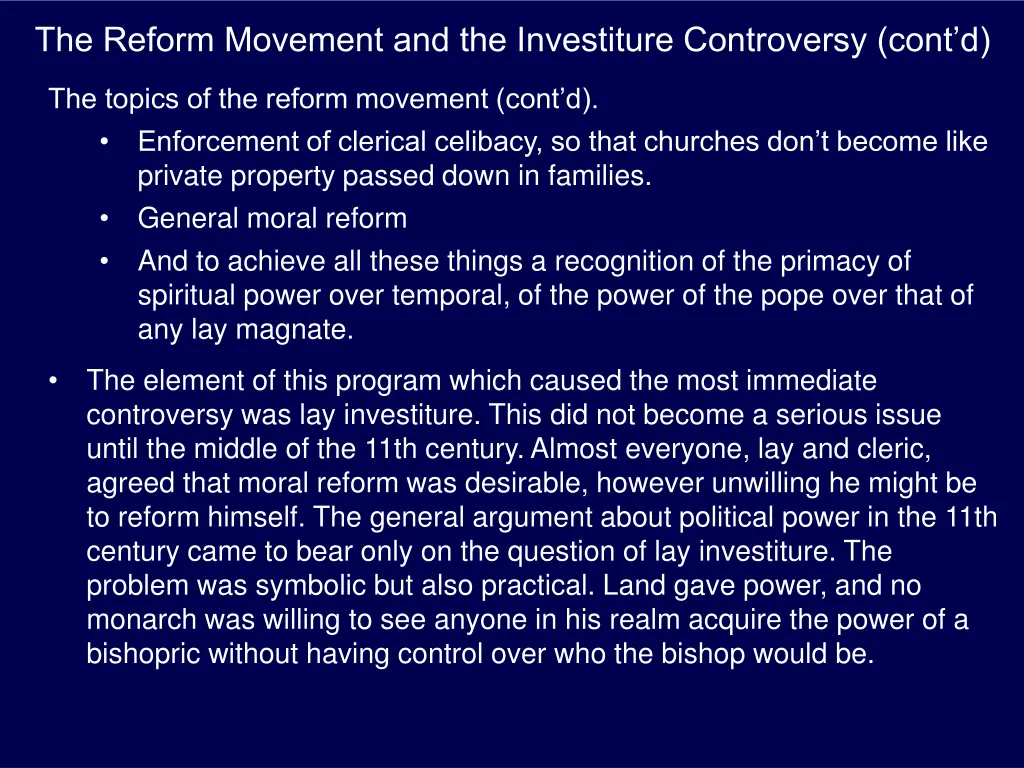 the reform movement and the investiture 12