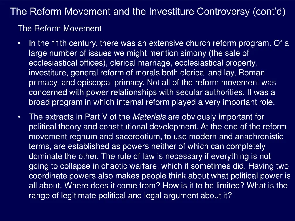 the reform movement and the investiture 3