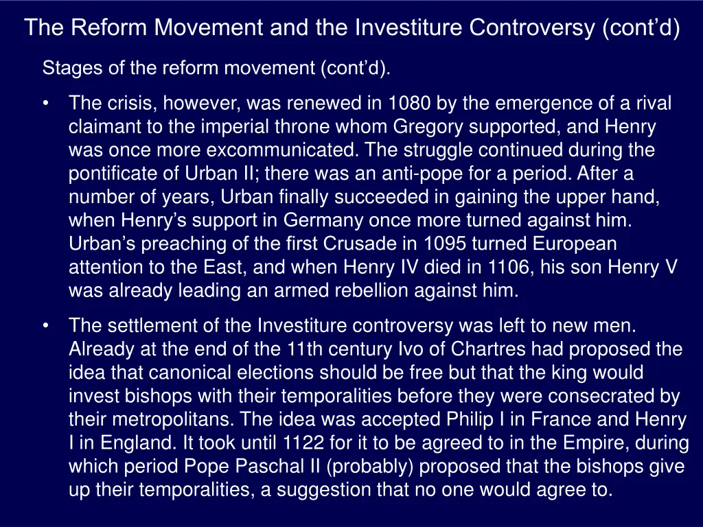 the reform movement and the investiture 9