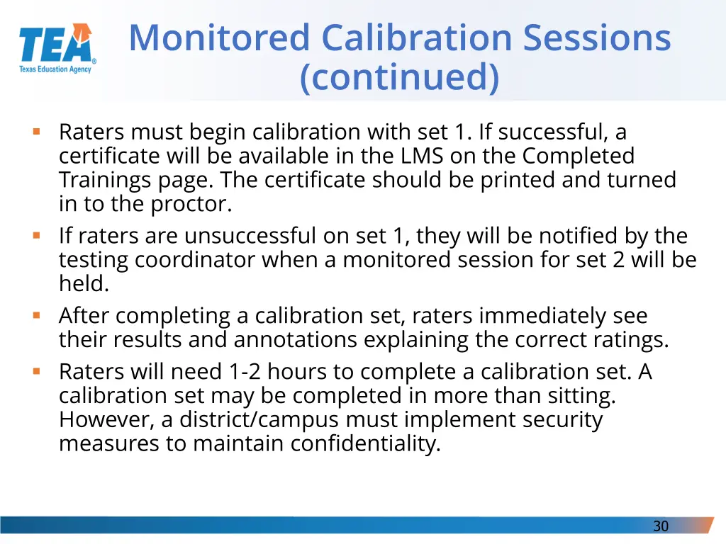 monitored calibration sessions continued 1