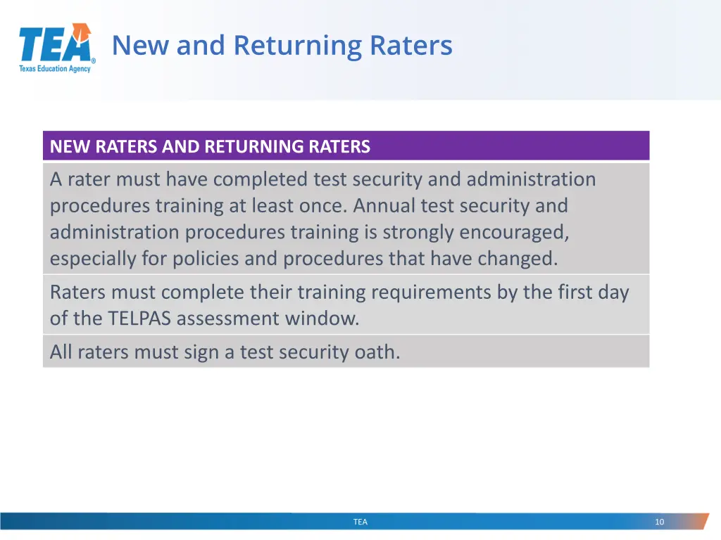 new and returning raters