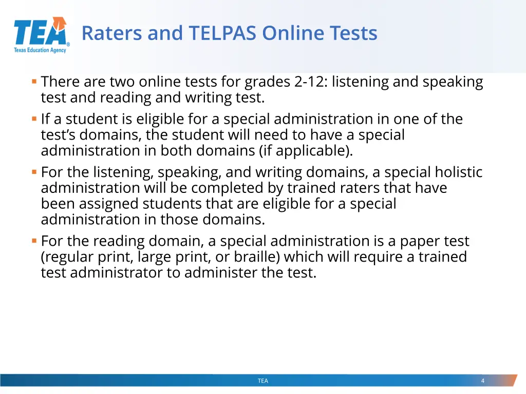 raters and telpas online tests