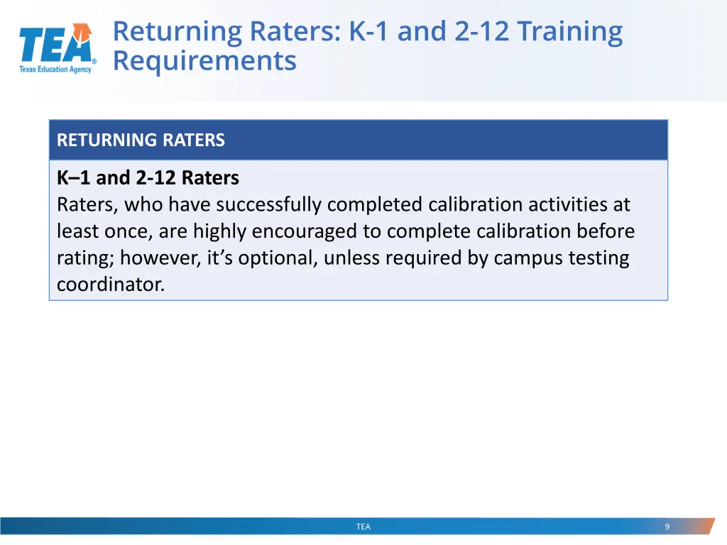 returning raters k 1 and 2 12 training