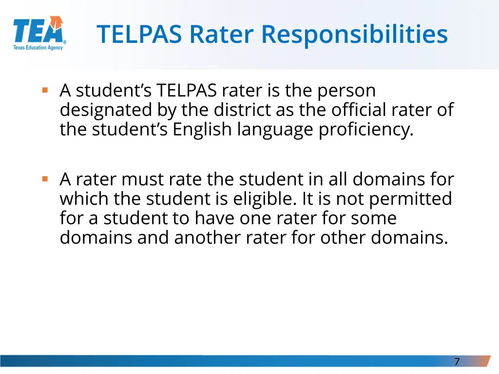 telpas rater responsibilities