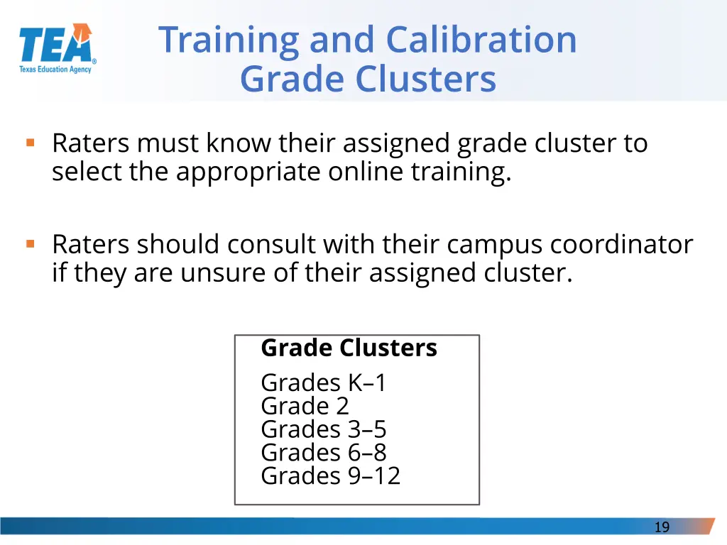training and calibration grade clusters
