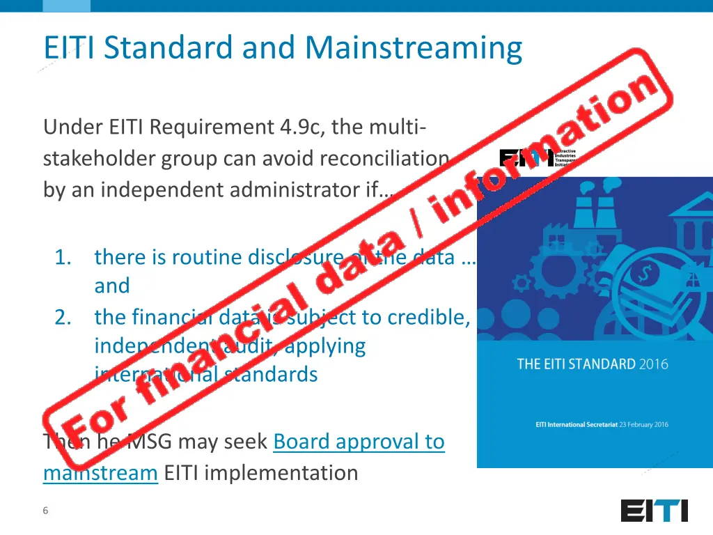 eiti standard and mainstreaming