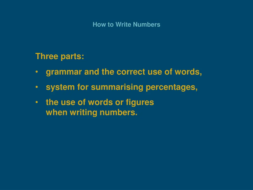 how to write numbers 1