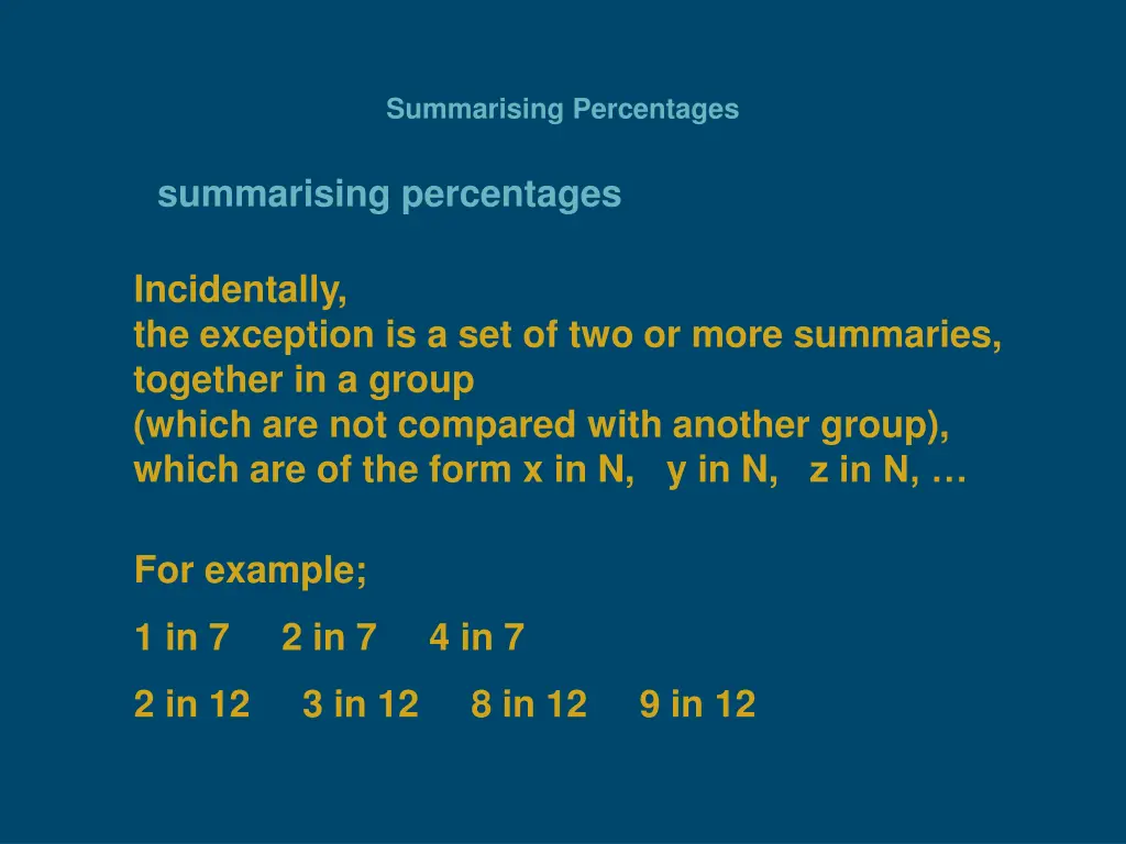 summarising percentages 7