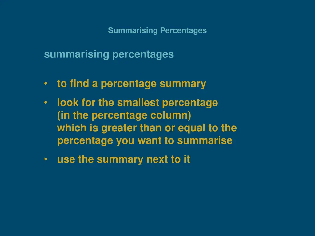 summarising percentages 9